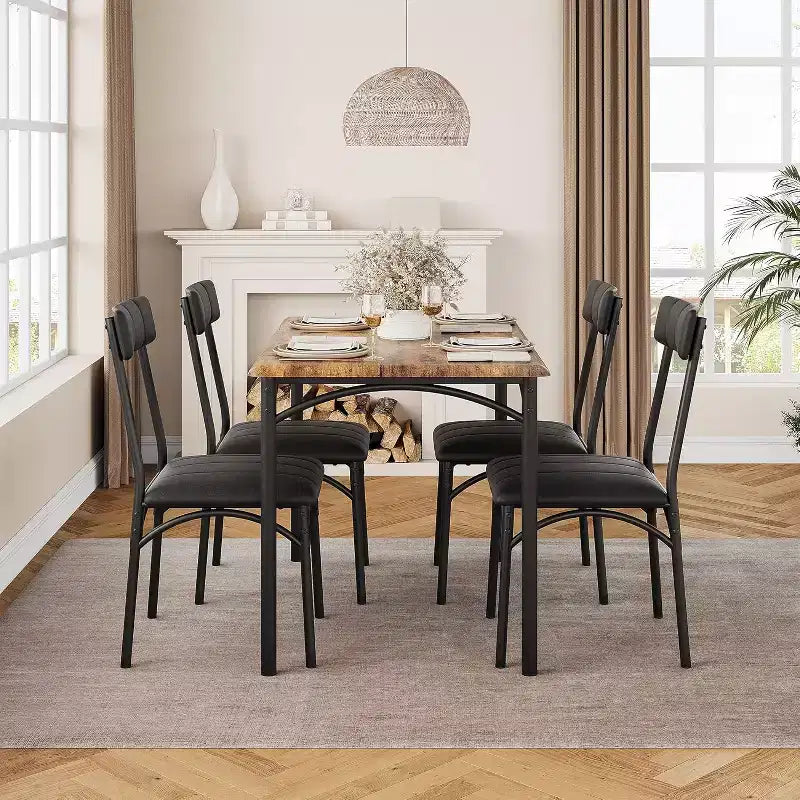 Ensemble table de salle à manger et 4 chaises, table et chaises de cuisine, ensemble table de salle à manger avec 4 chaises rembourrées, ensemble table de cuisine pour petit espace, appartement