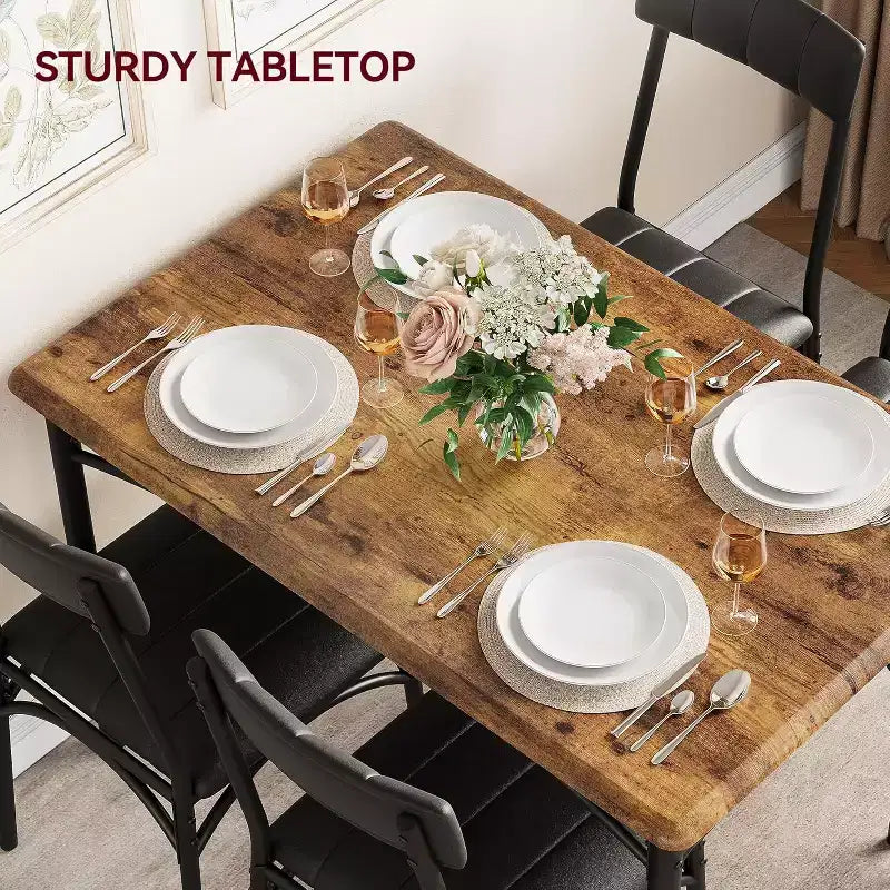 Ensemble table de salle à manger et 4 chaises, table et chaises de cuisine, ensemble table de salle à manger avec 4 chaises rembourrées, ensemble table de cuisine pour petit espace, appartement