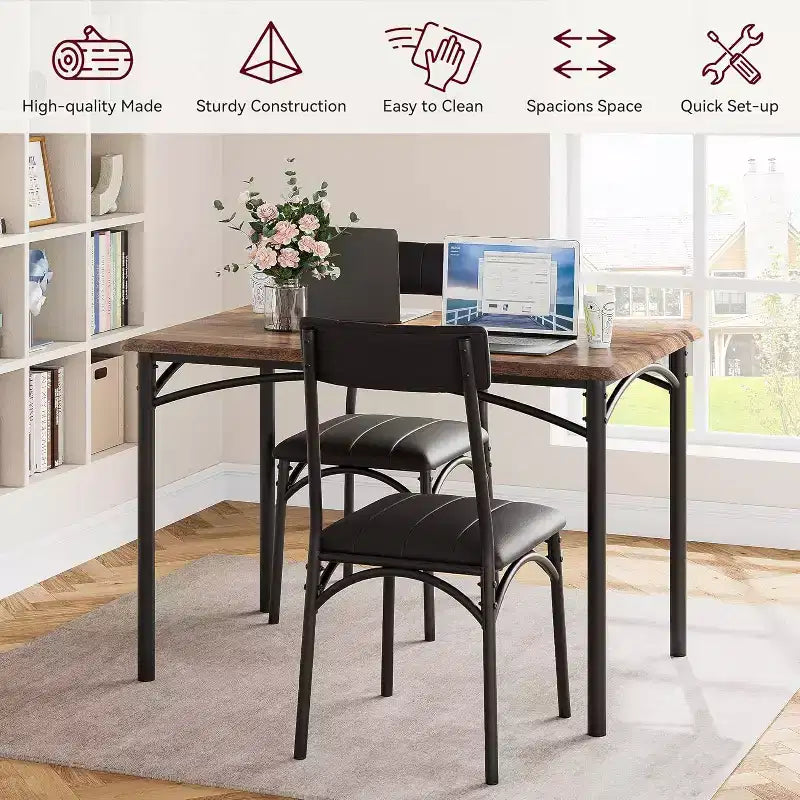 Ensemble table de salle à manger et 4 chaises, table et chaises de cuisine, ensemble table de salle à manger avec 4 chaises rembourrées, ensemble table de cuisine pour petit espace, appartement