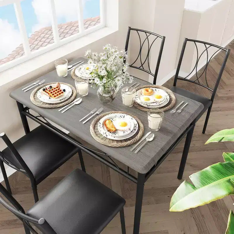 Ensemble table de salle à manger et 4 chaises, table et chaises de cuisine, ensemble table de salle à manger avec 4 chaises rembourrées, ensemble table de cuisine pour petit espace, appartement