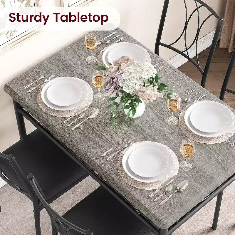 Ensemble table de salle à manger et 4 chaises, table et chaises de cuisine, ensemble table de salle à manger avec 4 chaises rembourrées, ensemble table de cuisine pour petit espace, appartement
