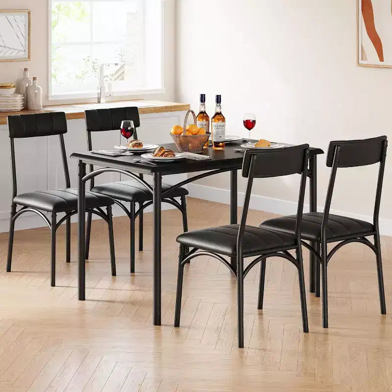 Ensemble table de salle à manger et 4 chaises, table et chaises de cuisine, ensemble table de salle à manger avec 4 chaises rembourrées, ensemble table de cuisine pour petit espace, appartement