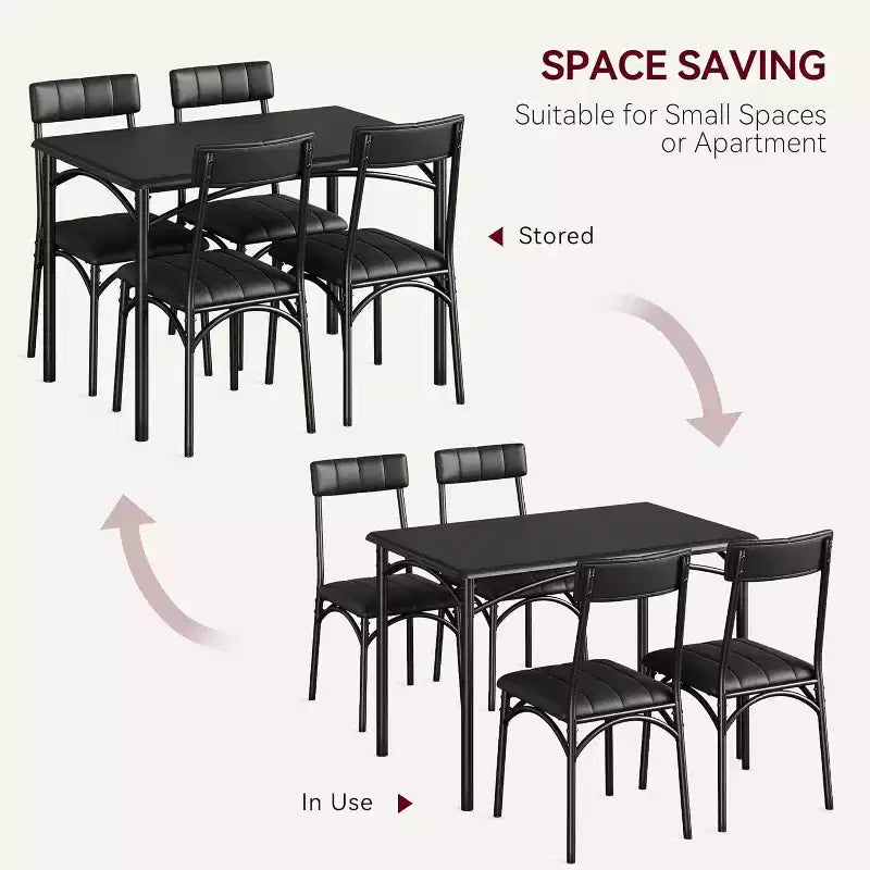 Ensemble table de salle à manger et 4 chaises, table et chaises de cuisine, ensemble table de salle à manger avec 4 chaises rembourrées, ensemble table de cuisine pour petit espace, appartement