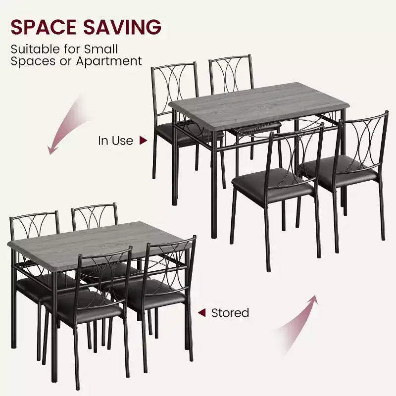 Ensemble table de salle à manger et 4 chaises, table et chaises de cuisine, ensemble table de salle à manger avec 4 chaises rembourrées, ensemble table de cuisine pour petit espace, appartement
