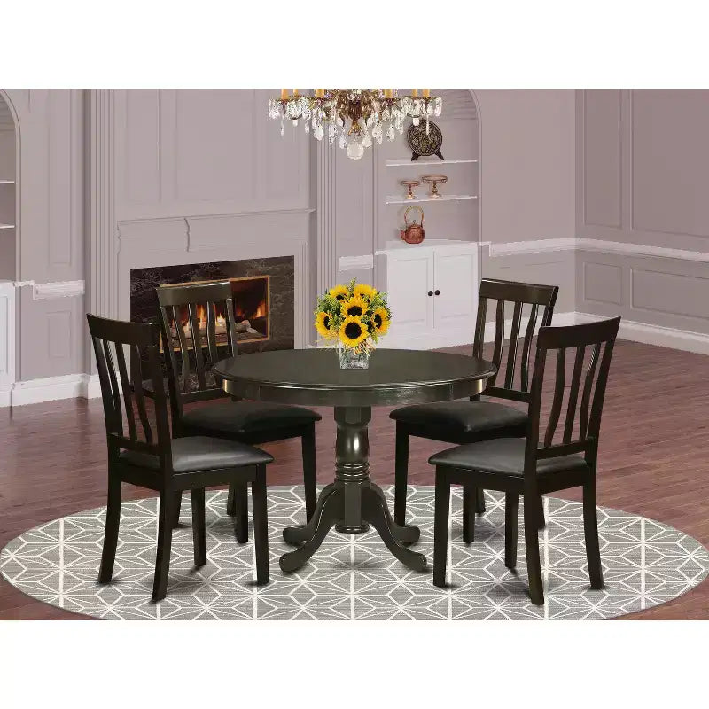HomeStock Belmont Kitchen Table Set-Dining Table And Dinette Chairs, Cappuccino