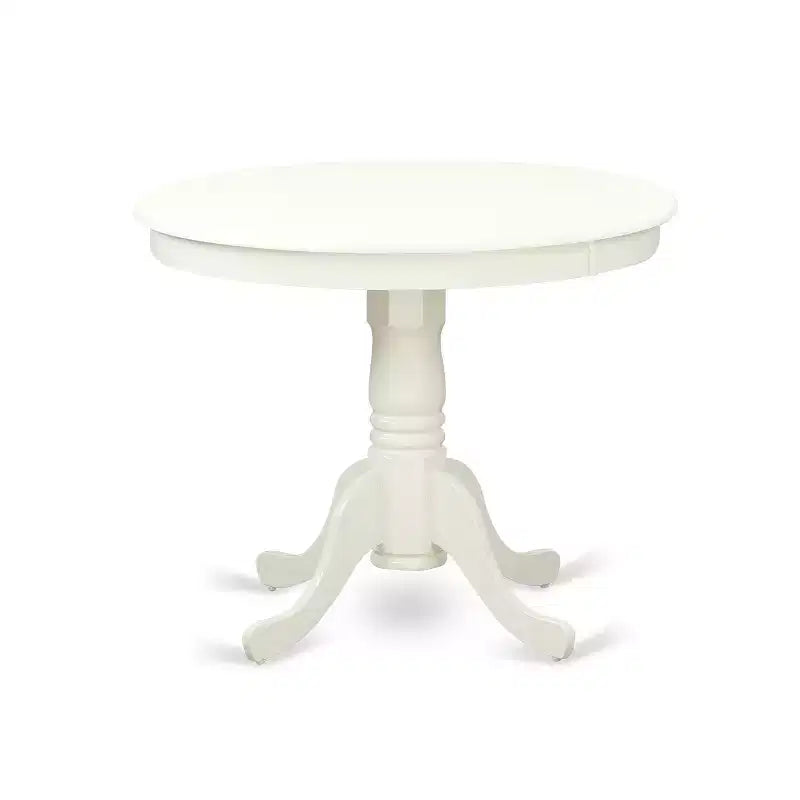HomeStock Belmont Ensemble Table Ronde 36 pouces et 2 Chaises à Dossier, Blanc Lin