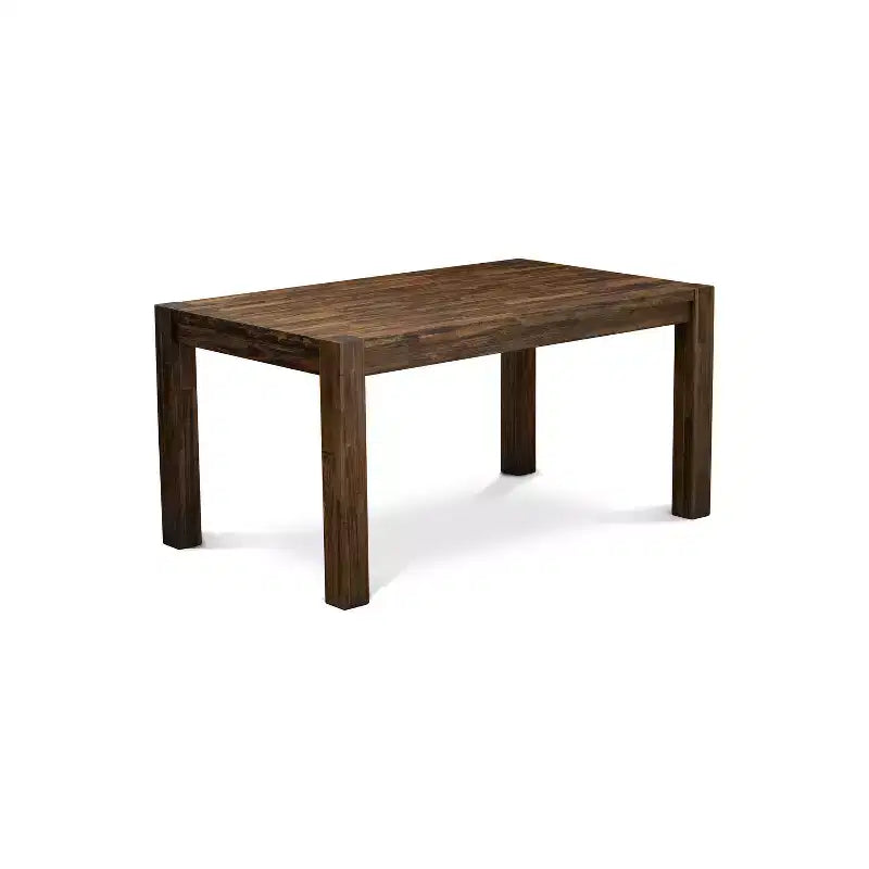 HomeStock Belmont, ensemble de salle à manger 7 pièces, table rectangulaire et 6 chaises Parson avec tissu de lin couleur sable clair, finition jacobéenne vieillie