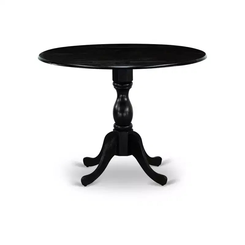 Ensemble de salle à manger en bois HomeStock Belmont 5 pièces 1 table de salle à manger à rallonges et 4 chaises de salle à manger en tissu de lin noir, finition noire brossée