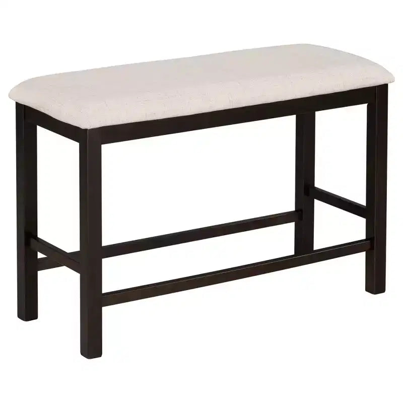 Ensemble de salle à manger hauteur comptoir style ferme pour 6 personnes, table rectangulaire avec étagère, 4 chaises et un banc