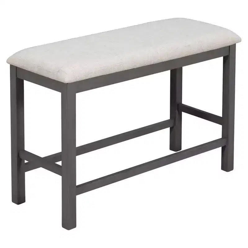 Ensemble de salle à manger hauteur comptoir style ferme pour 6 personnes, table rectangulaire avec étagère, 4 chaises et un banc
