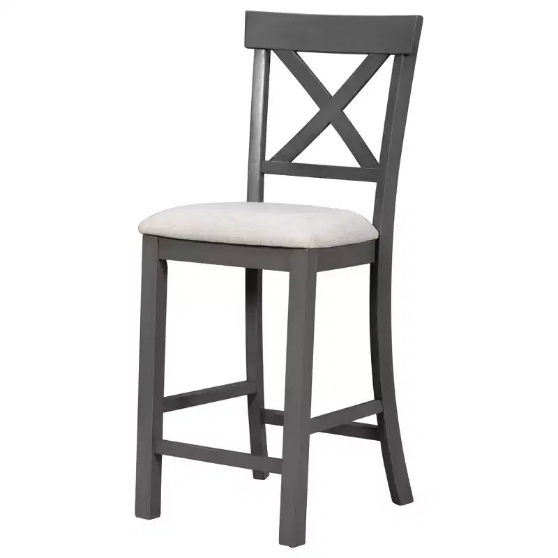 Ensemble de salle à manger hauteur comptoir style ferme pour 6 personnes, table rectangulaire avec étagère, 4 chaises et un banc