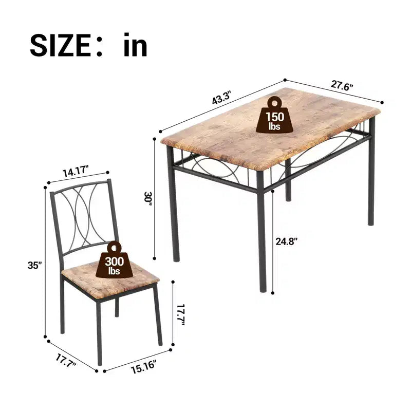 Ensemble de salle à manger moderne 5 pièces, table pour petits espaces et 4 chaises, structure en métal, rétro/gris