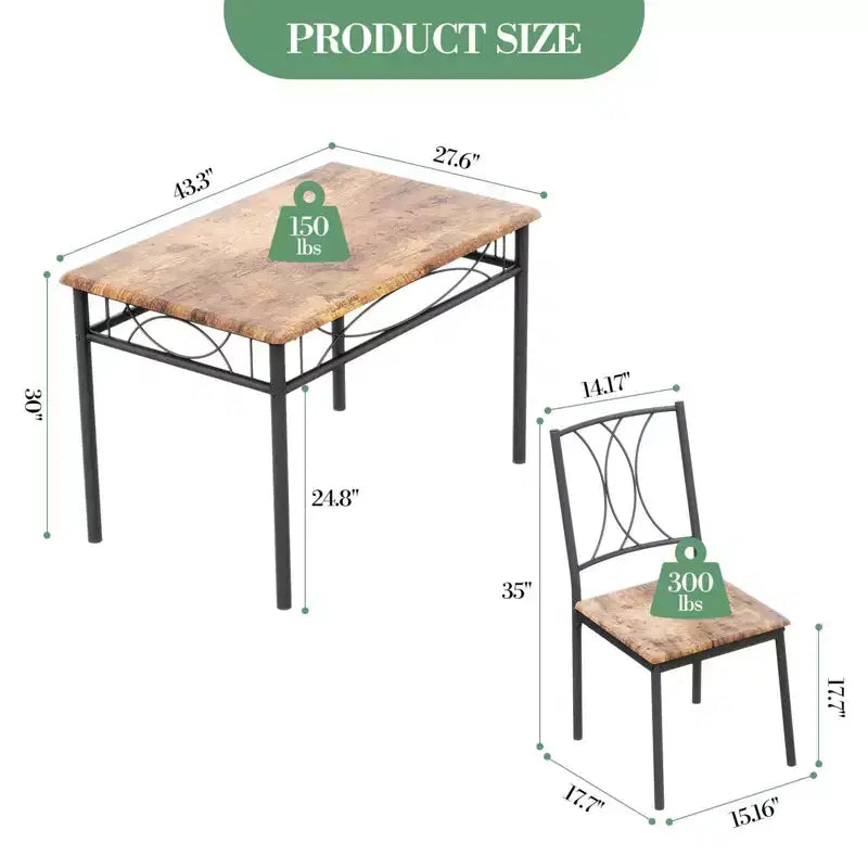 Ensemble de salle à manger moderne 5 pièces, table pour petits espaces et 4 chaises, structure en métal, rétro/gris