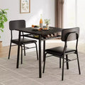 Dining Table for 2 with Storage Rack and Metal Frame, Square Table with Upholstered Chairs Set of 2, 3-Piece Dining Room Set for Home