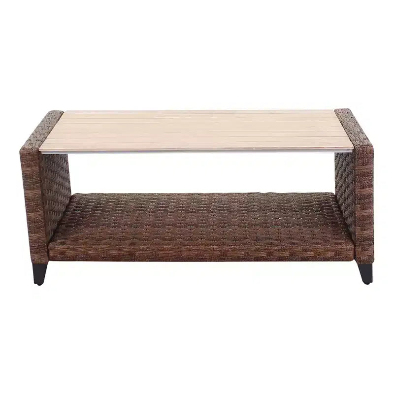 Courtyard Casual Costa Mesa Ensemble canapé et table basse 5 pièces - Marron Un canapé, deux fauteuils club, une table d'appoint et une table basse