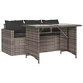 vidaXL Patio Dining Set - 2-Piece Gray Poly Rattan Garden Furniture with Cushioned Sofa and Tempered Glass Table - for Patio, Backyard, Garden