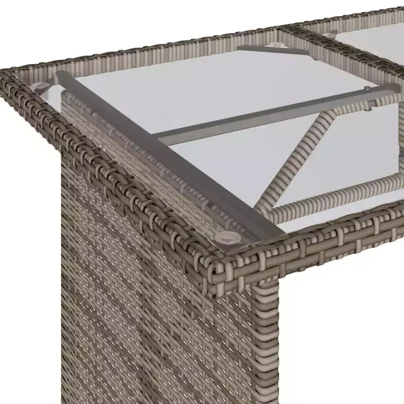 vidaXL Ensemble de salle à manger d'extérieur - 2 pièces, mobilier de jardin en poly rotin gris avec canapé coussiné et table en verre trempé - pour patio, arrière-cour, jardin