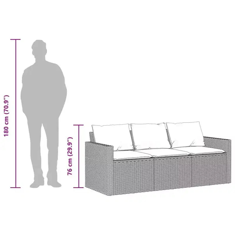 vidaXL Ensemble de salle à manger d'extérieur - 2 pièces, mobilier de jardin en poly rotin gris avec canapé coussiné et table en verre trempé - pour patio, arrière-cour, jardin