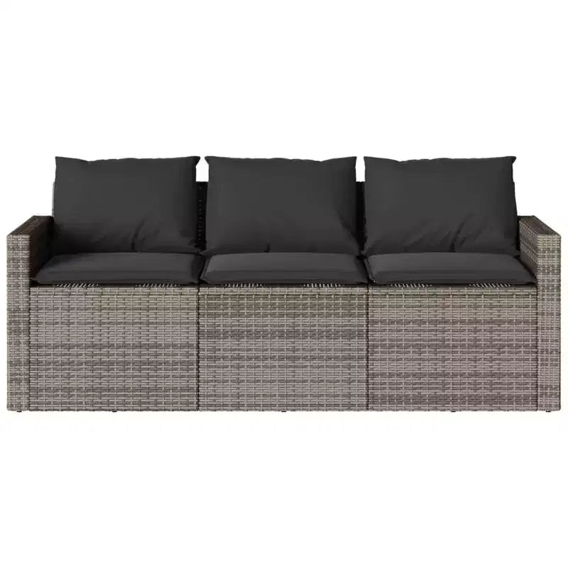 vidaXL Ensemble de salle à manger d'extérieur - 2 pièces, mobilier de jardin en poly rotin gris avec canapé coussiné et table en verre trempé - pour patio, arrière-cour, jardin