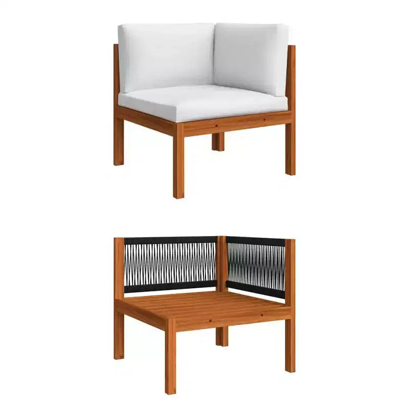 vidaXL Salon de jardin moderne 4 pièces - Crème, bois d'acacia massif avec coussins confortables - Design intemporel pour jardin, terrasse ou salon