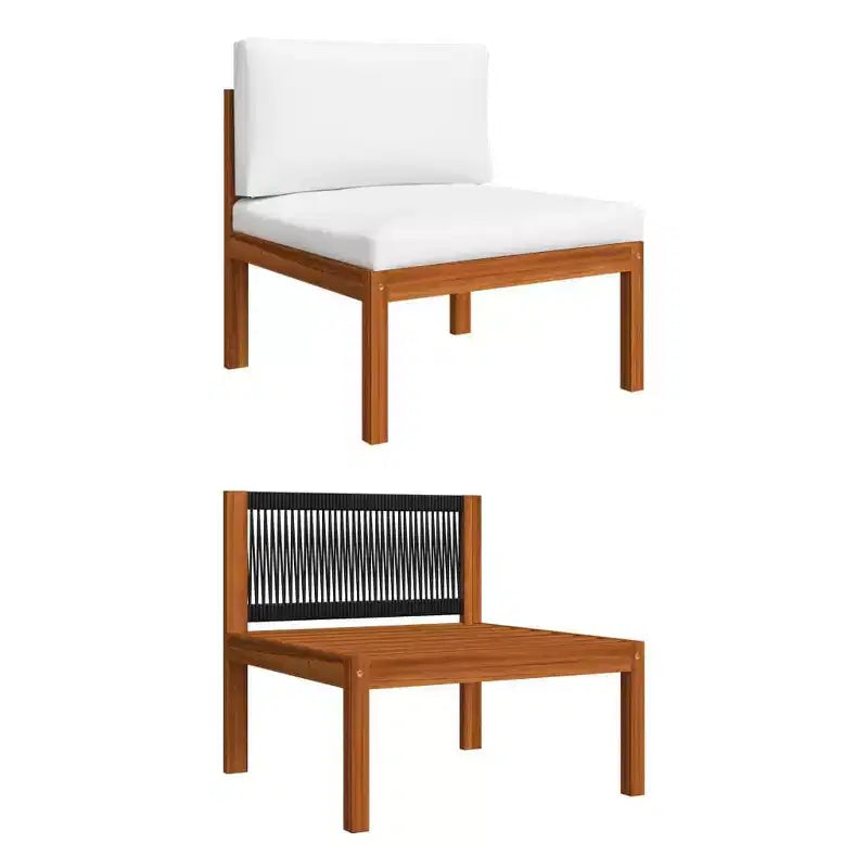 vidaXL Salon de jardin moderne 4 pièces - Crème, bois d'acacia massif avec coussins confortables - Design intemporel pour jardin, terrasse ou salon