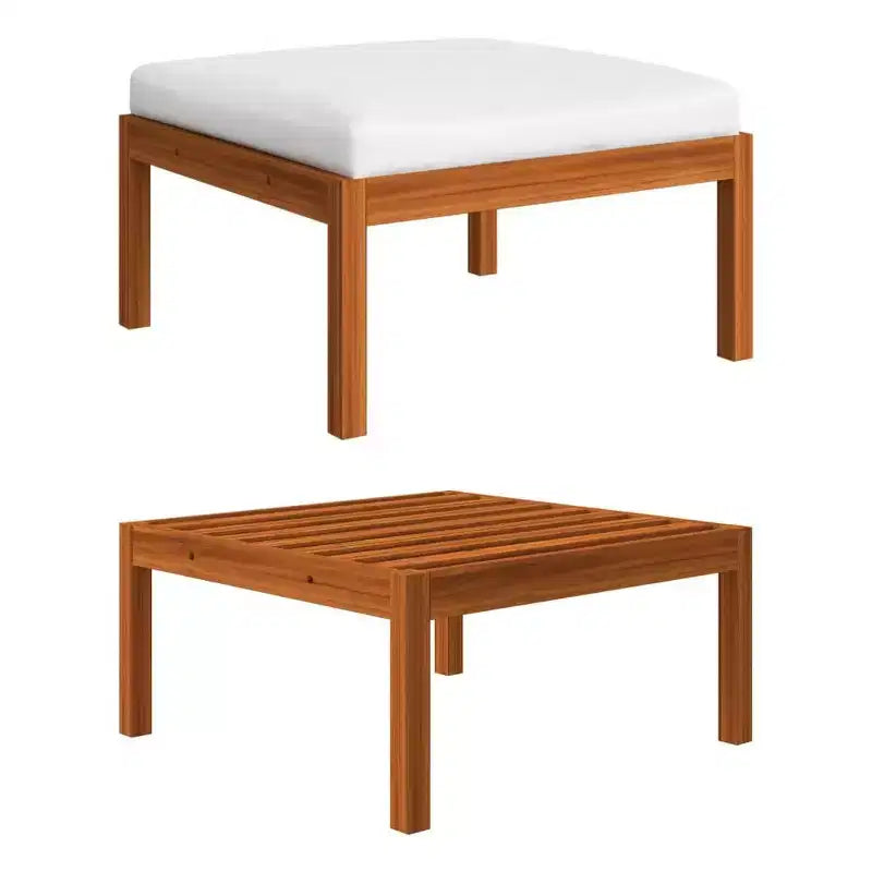 vidaXL Salon de jardin en bois d'acacia massif - 6 pièces avec coussins crème, meubles d'extérieur résistants aux intempéries pour jardin, patio, salon, design rustique