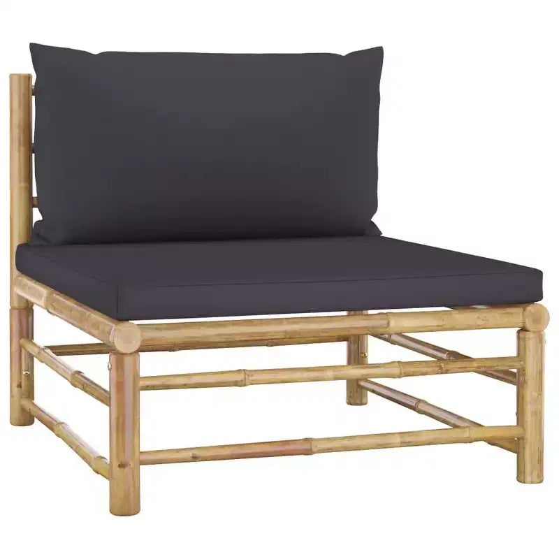 vidaXL Salon de jardin en bambou avec coussins gris foncé - Collection de 8 meubles d'extérieur - Conception modulaire pour des arrangements variables