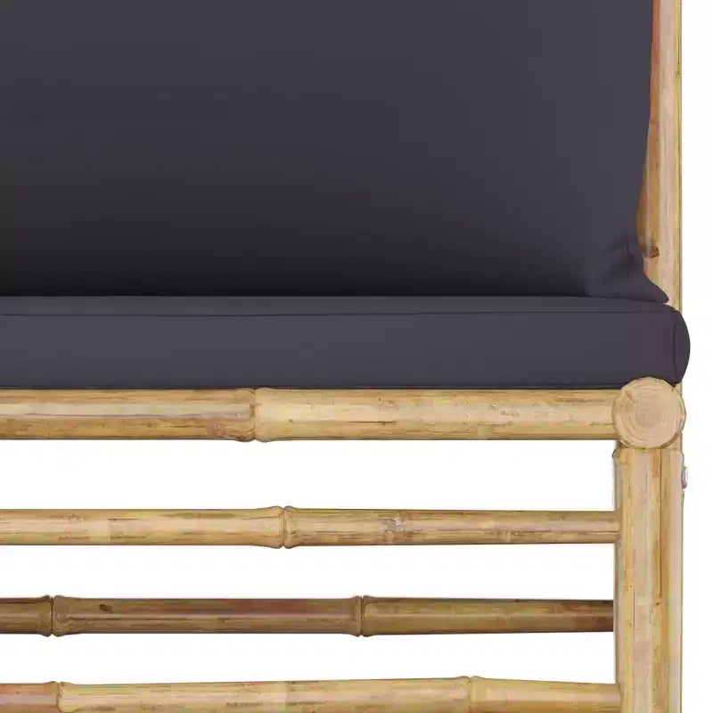 vidaXL Salon de jardin en bambou avec coussins gris foncé - Collection de 8 meubles d'extérieur - Conception modulaire pour des arrangements variables