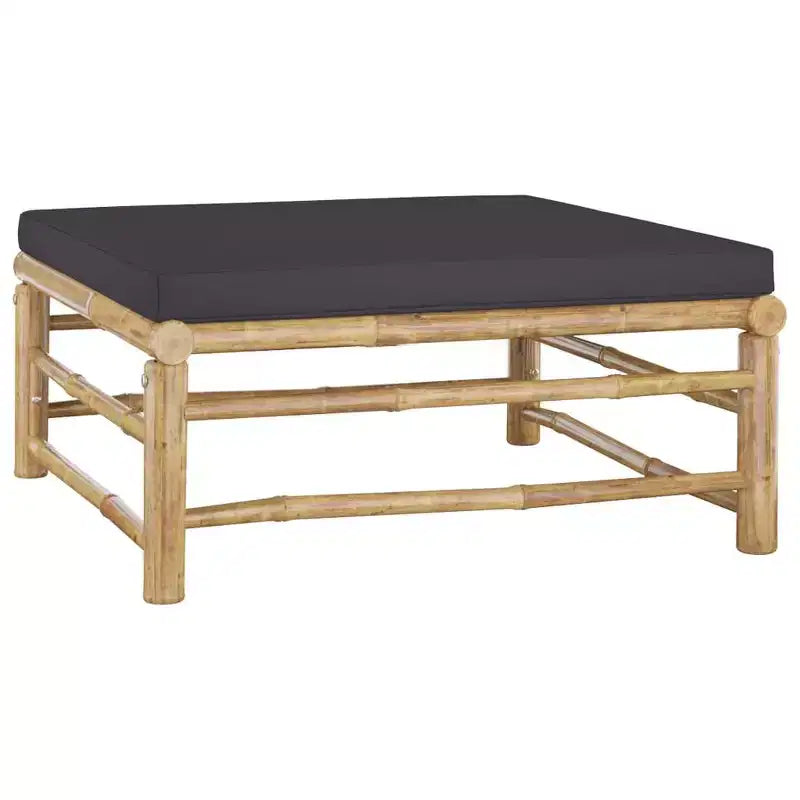 vidaXL Salon de jardin en bambou avec coussins gris foncé - Collection de 8 meubles d'extérieur - Conception modulaire pour des arrangements variables