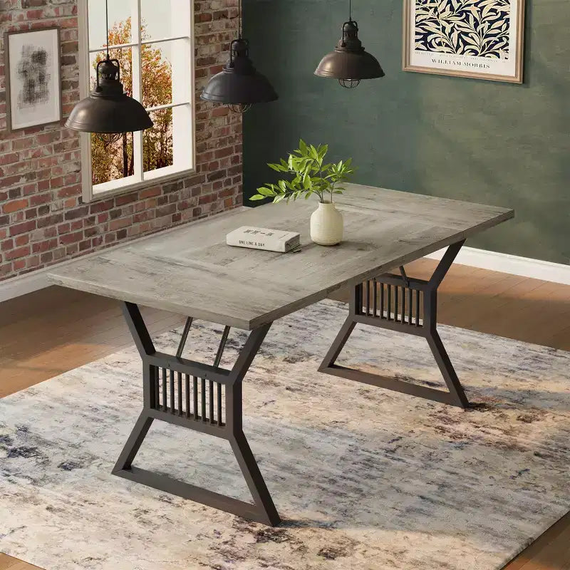 Ensemble Table à Manger 70,8 Pouces pour 4-6 Personnes, Table de Cuisine avec Pieds en Métal Robuste, Table à Manger en Bois Style Ferme pour Salon, Maison – Sans Chaise