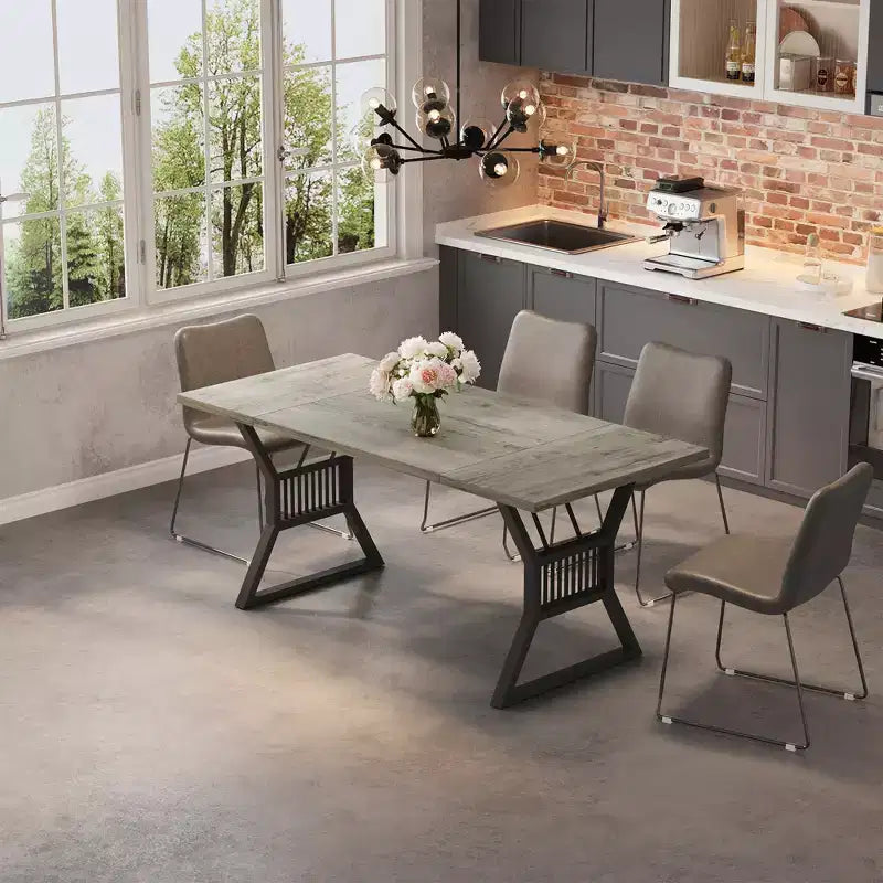 Ensemble Table à Manger 70,8 Pouces pour 4-6 Personnes, Table de Cuisine avec Pieds en Métal Robuste, Table à Manger en Bois Style Ferme pour Salon, Maison – Sans Chaise