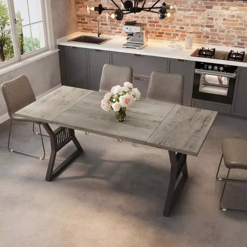 Ensemble Table à Manger 70,8 Pouces pour 4-6 Personnes, Table de Cuisine avec Pieds en Métal Robuste, Table à Manger en Bois Style Ferme pour Salon, Maison – Sans Chaise