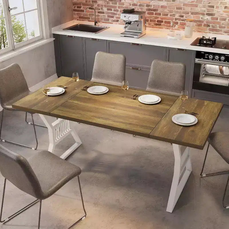 Ensemble Table à Manger 70,8 Pouces pour 4-6 Personnes, Table de Cuisine avec Pieds en Métal Robuste, Table à Manger en Bois Style Ferme pour Salon, Maison – Sans Chaise