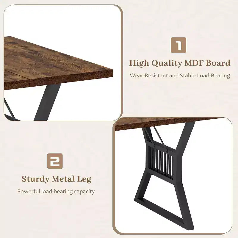 Ensemble Table à Manger 70,8 Pouces pour 4-6 Personnes, Table de Cuisine avec Pieds en Métal Robuste, Table à Manger en Bois Style Ferme pour Salon, Maison – Sans Chaise