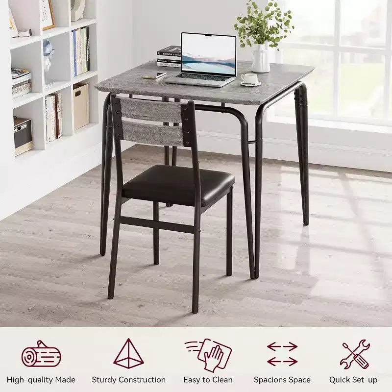 Ensemble table à manger 3 pièces pour 2 personnes, petite table de cuisine en bois avec rangement, ensemble de salle à manger carré de style ferme pour salle à manger, appartement, petit espace