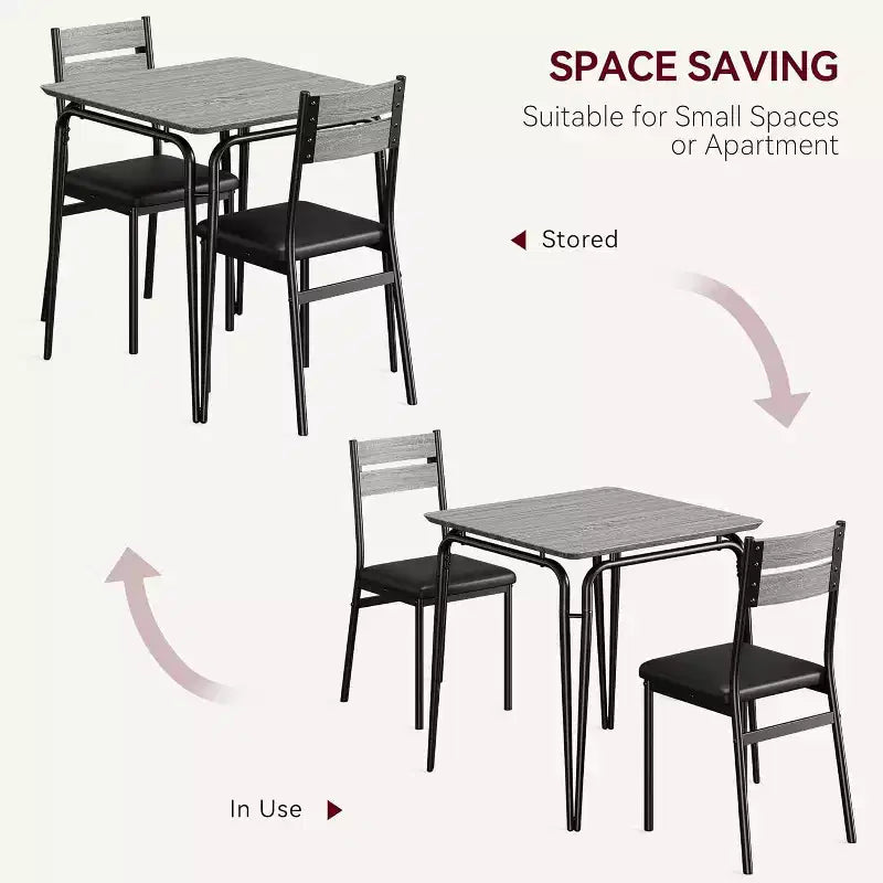 Ensemble table à manger 3 pièces pour 2 personnes, petite table de cuisine en bois avec rangement, ensemble de salle à manger carré de style ferme pour salle à manger, appartement, petit espace