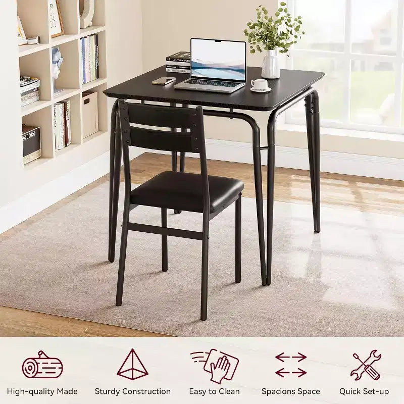 Ensemble table à manger 3 pièces pour 2 personnes, petite table de cuisine en bois avec rangement, ensemble de salle à manger carré de style ferme pour salle à manger, appartement, petit espace