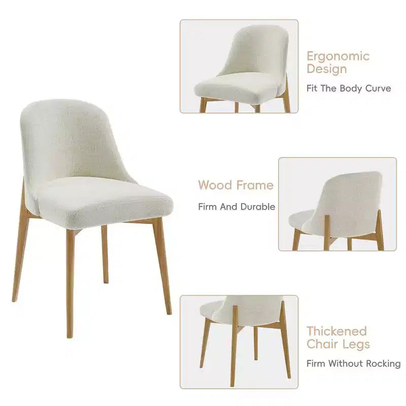 PexFix 52 Ensemble Table à Manger Ronde Moderne avec 8 Chaises Rembourrées Plateau en Bois Texturé Naturel Base Piédestal Plissée Sièges Beige pour Cuisine Salle à Manger