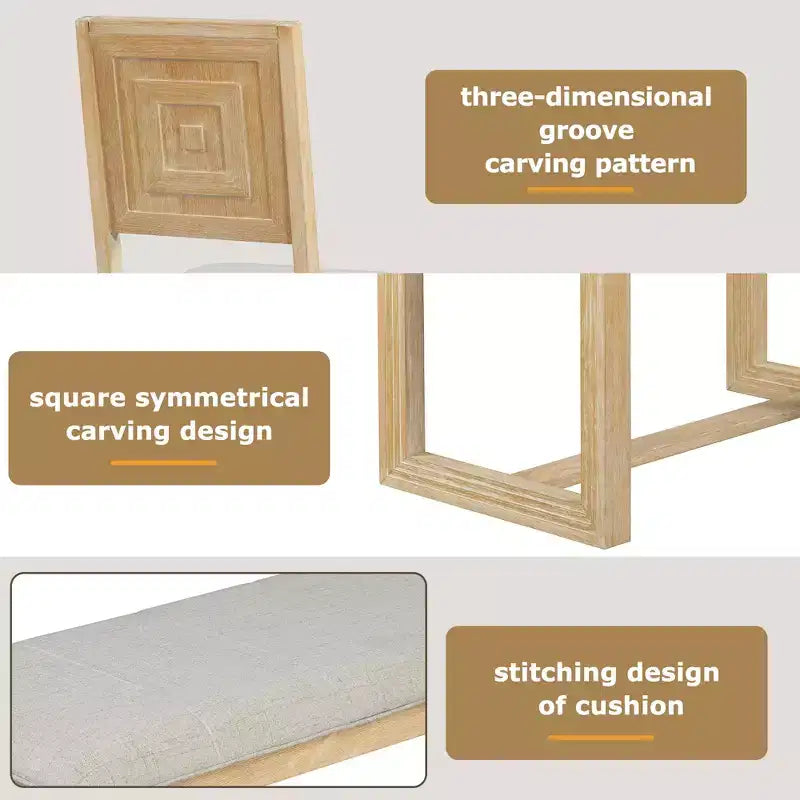 Ensemble de salle à manger GDFStudio Monica 6 pièces avec table en bois de 152 cm et chaises et banc rembourrés