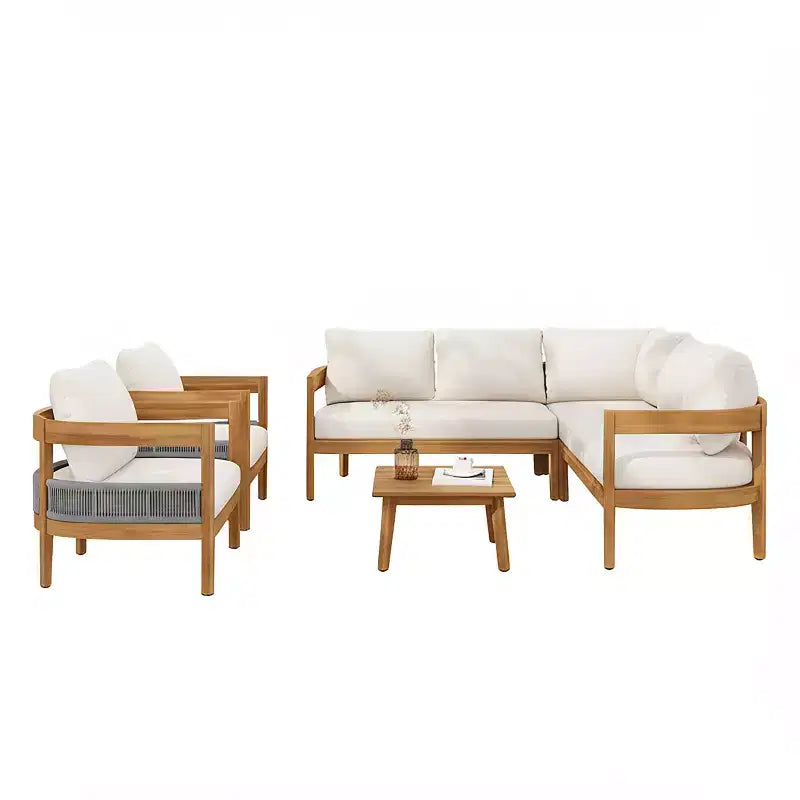 Christopher Knight Home Isolde Salon de jardin rustique en rotin et bois d'acacia avec table basse à lattes