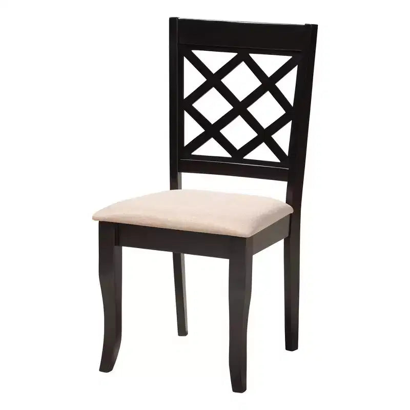 Ensemble de salle à manger 5 pièces Baxton Studio Jana moderne en tissu sable et bois espresso marron