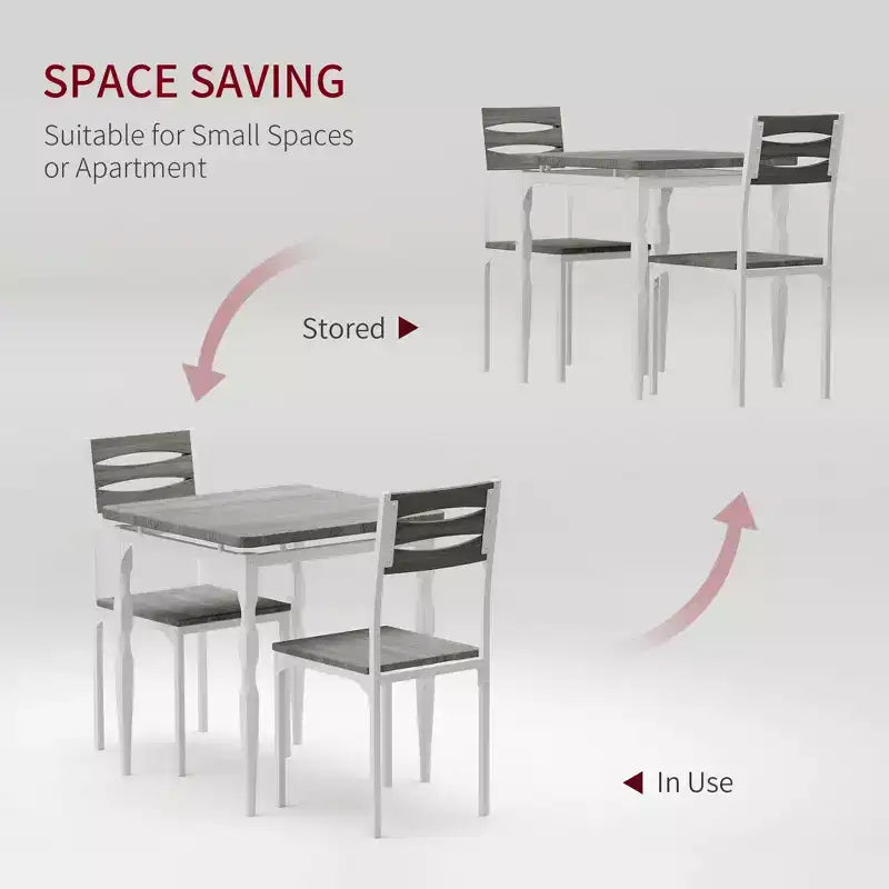 Ensemble de salle à manger 3 pièces pour 2, ensemble de table de cuisine de 27 pouces avec pieds en spirale, table et chaises de cuisine carrées en bois, table de petit-déjeuner peu encombrante pour la cuisine