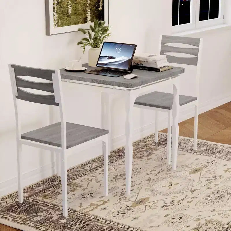 Ensemble de salle à manger 3 pièces pour 2, ensemble de table de cuisine de 27 pouces avec pieds en spirale, table et chaises de cuisine carrées en bois, table de petit-déjeuner peu encombrante pour la cuisine