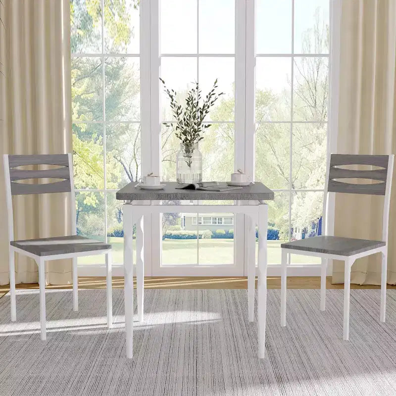 Ensemble de salle à manger 3 pièces pour 2, ensemble de table de cuisine de 27 pouces avec pieds en spirale, table et chaises de cuisine carrées en bois, table de petit-déjeuner peu encombrante pour la cuisine