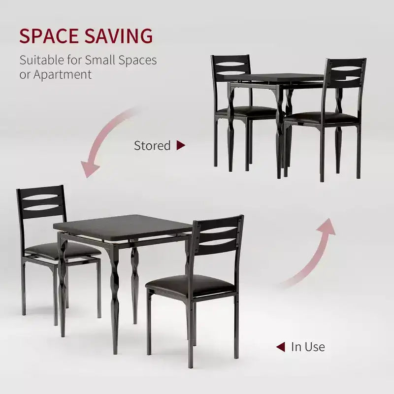 Ensemble de salle à manger 3 pièces pour 2, ensemble de table de cuisine de 27 pouces avec pieds en spirale, table et chaises de cuisine carrées en bois, table de petit-déjeuner peu encombrante pour la cuisine