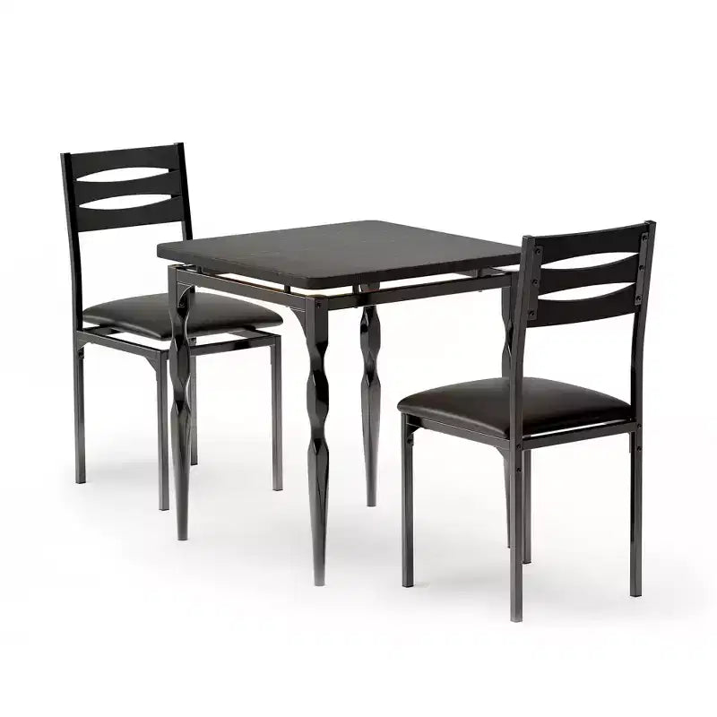Ensemble de salle à manger 3 pièces pour 2, ensemble de table de cuisine de 27 pouces avec pieds en spirale, table et chaises de cuisine carrées en bois, table de petit-déjeuner peu encombrante pour la cuisine