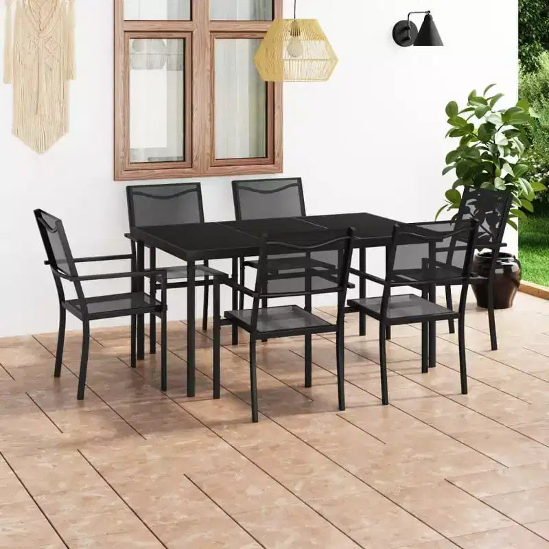 vidaXL Ensemble de salle à manger d'extérieur Table et chaises d'extérieur Ensemble de conversation en acier