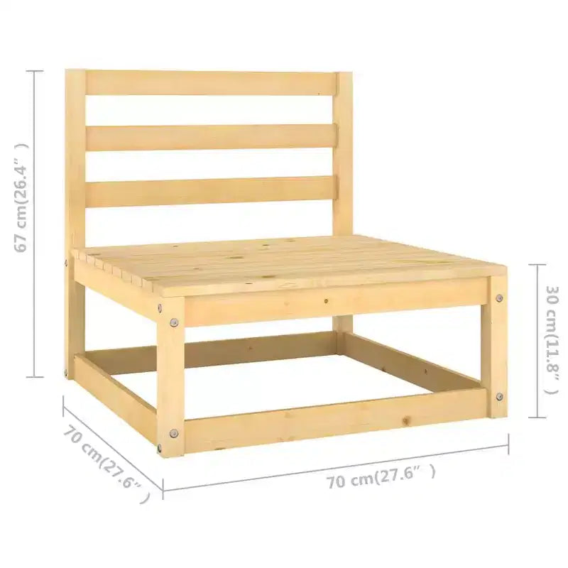 vidaXL Ensemble de Mobilier de Jardin 8 Pièces Canapé d'Angle d'Extérieur en Bois de Pin Massif - Naturel avec Coussins