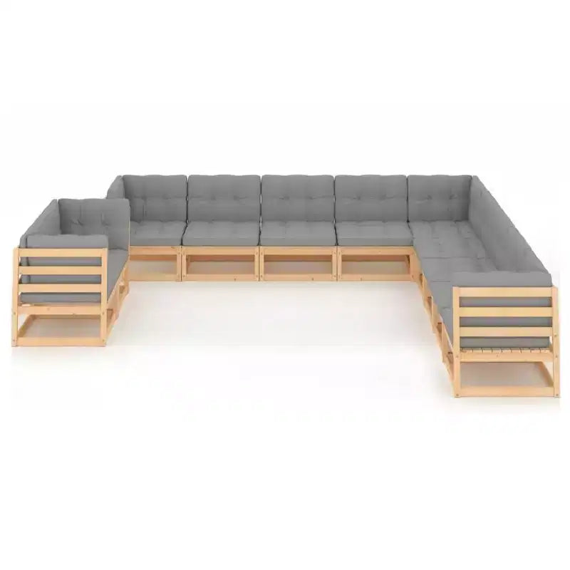 vidaXL Salon de jardin en pin massif naturel, tissu (100 % polyester)
