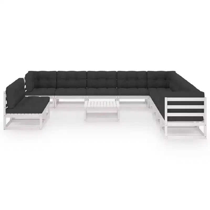 vidaXL Garden Lounge Set White Solid Pine Wood, Polyester Large
